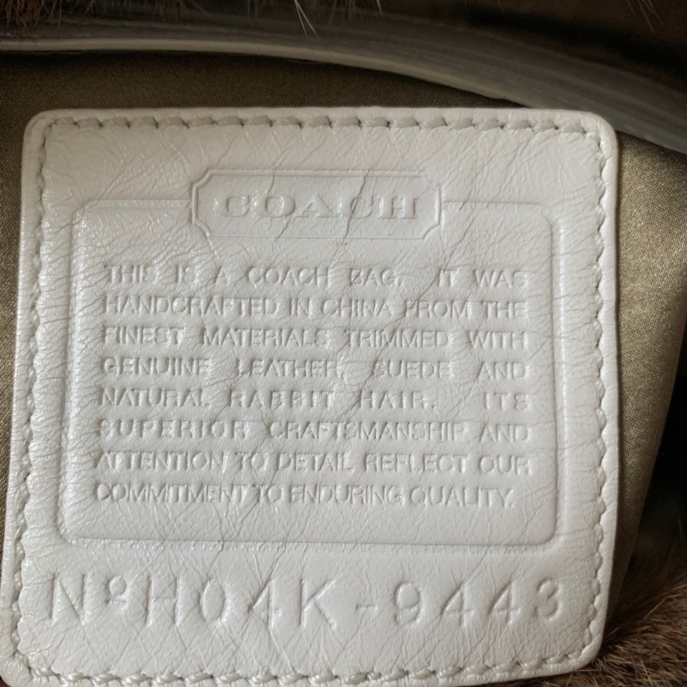 Coach White Nylon Rabbis Fur Hobo-9443 - Picture 9 of 11